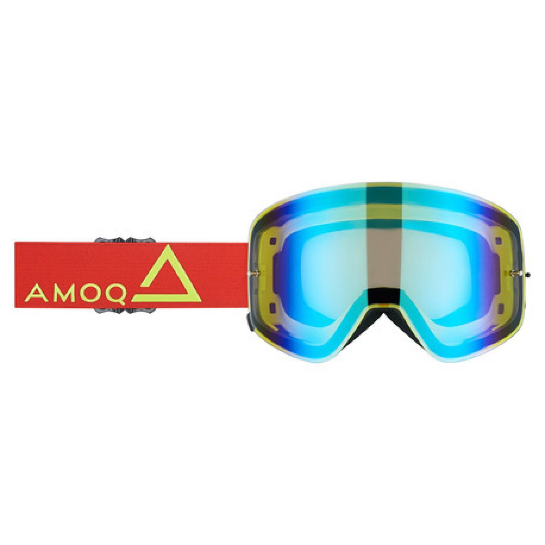 Cross-Motorradbrille mit goldenem Spiegelglas Amoq Vision Magnetic