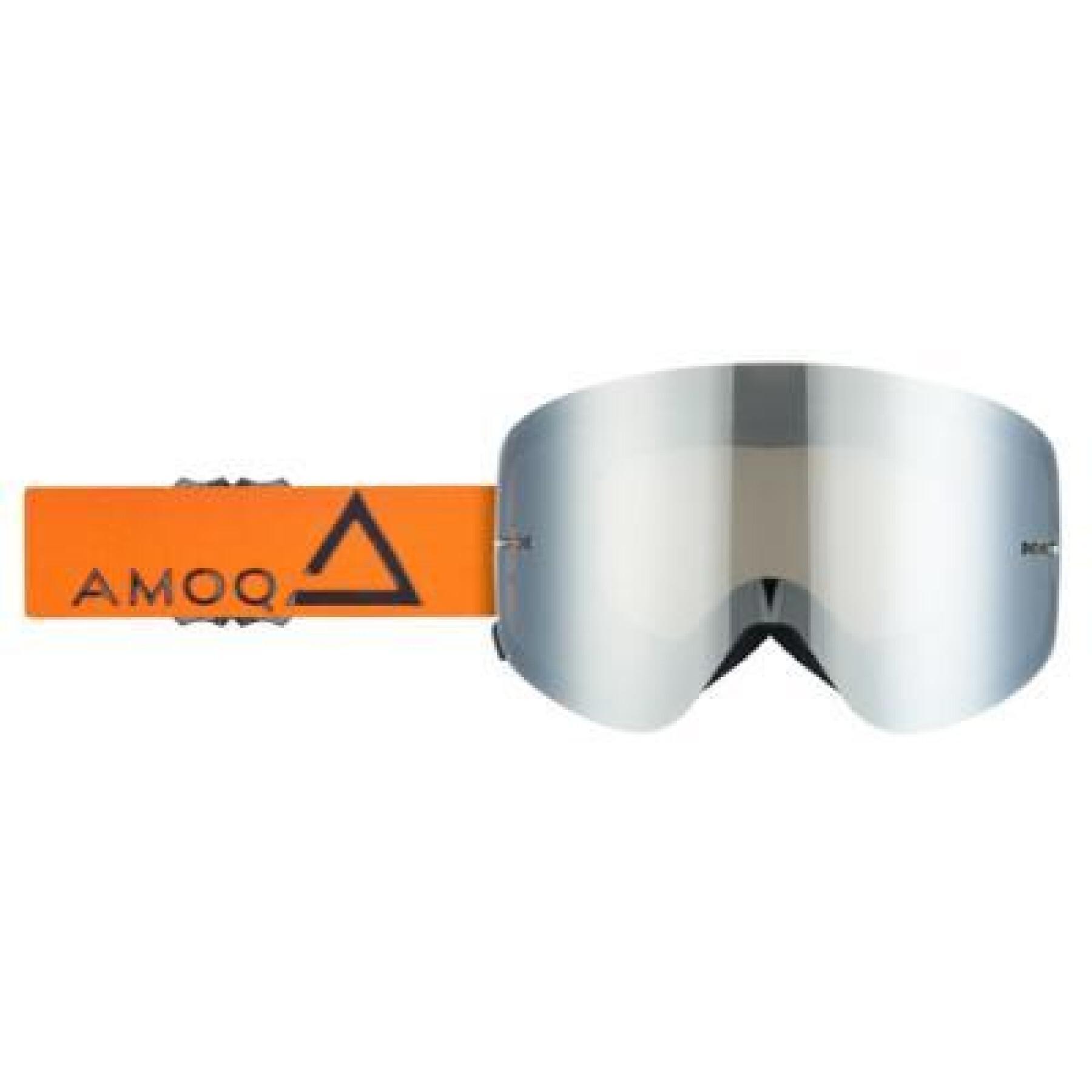 Cross-Motorradbrille mit silbernem Spiegelglas Amoq Vision Magnetic
