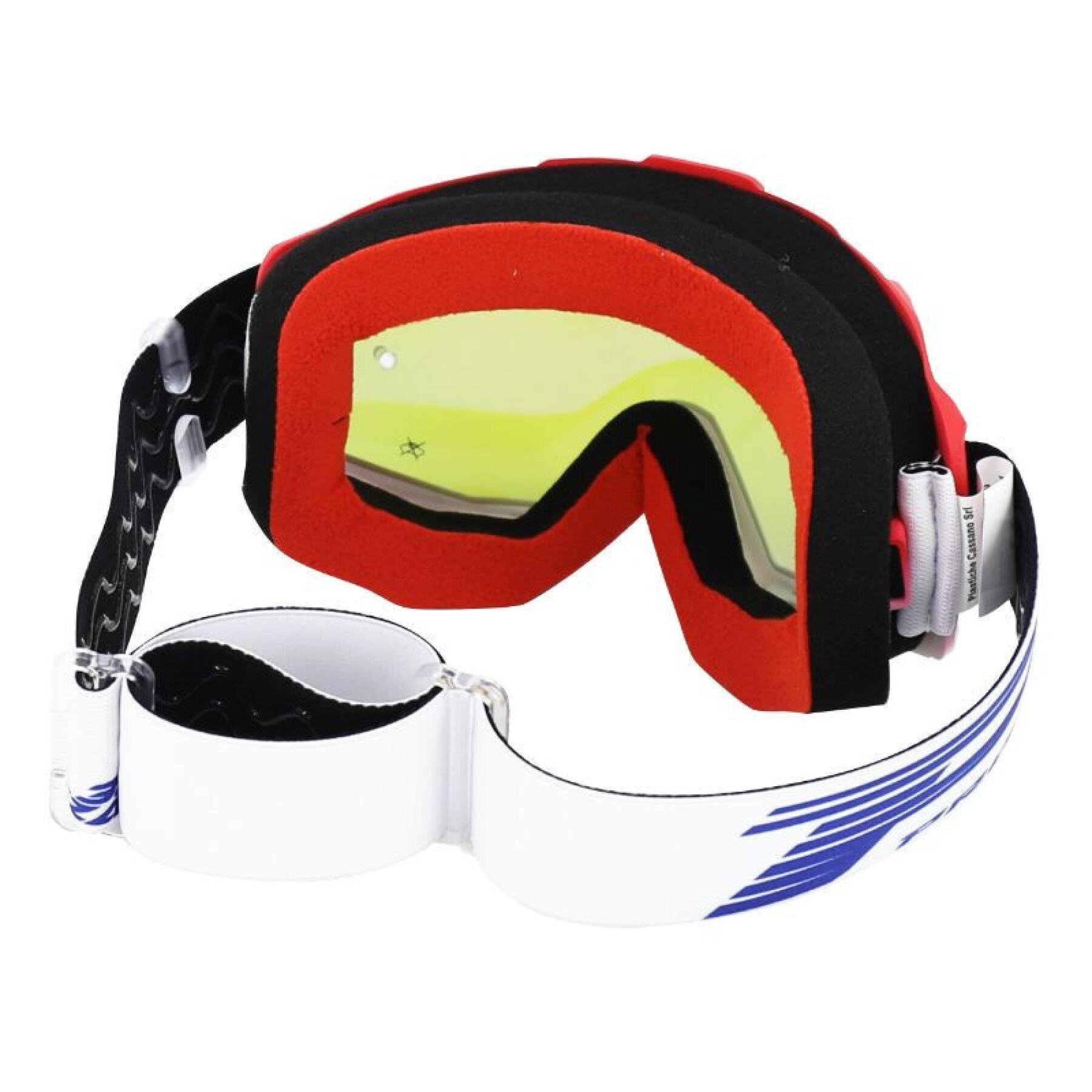 Motorrad-Cross-Maske mit Spiegelscheibe, kratzfest und UV-beständig, mit Brille kompatibel Progrip 3201 FL Atzaki